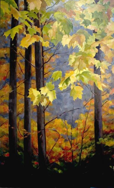 Fall Backlight, Oil Painting 36x60, painting by Elizabeth Ross